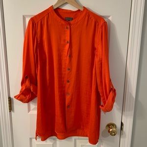 Vince Camuto Orange Silk ButtonUp w/ Kimono Collar